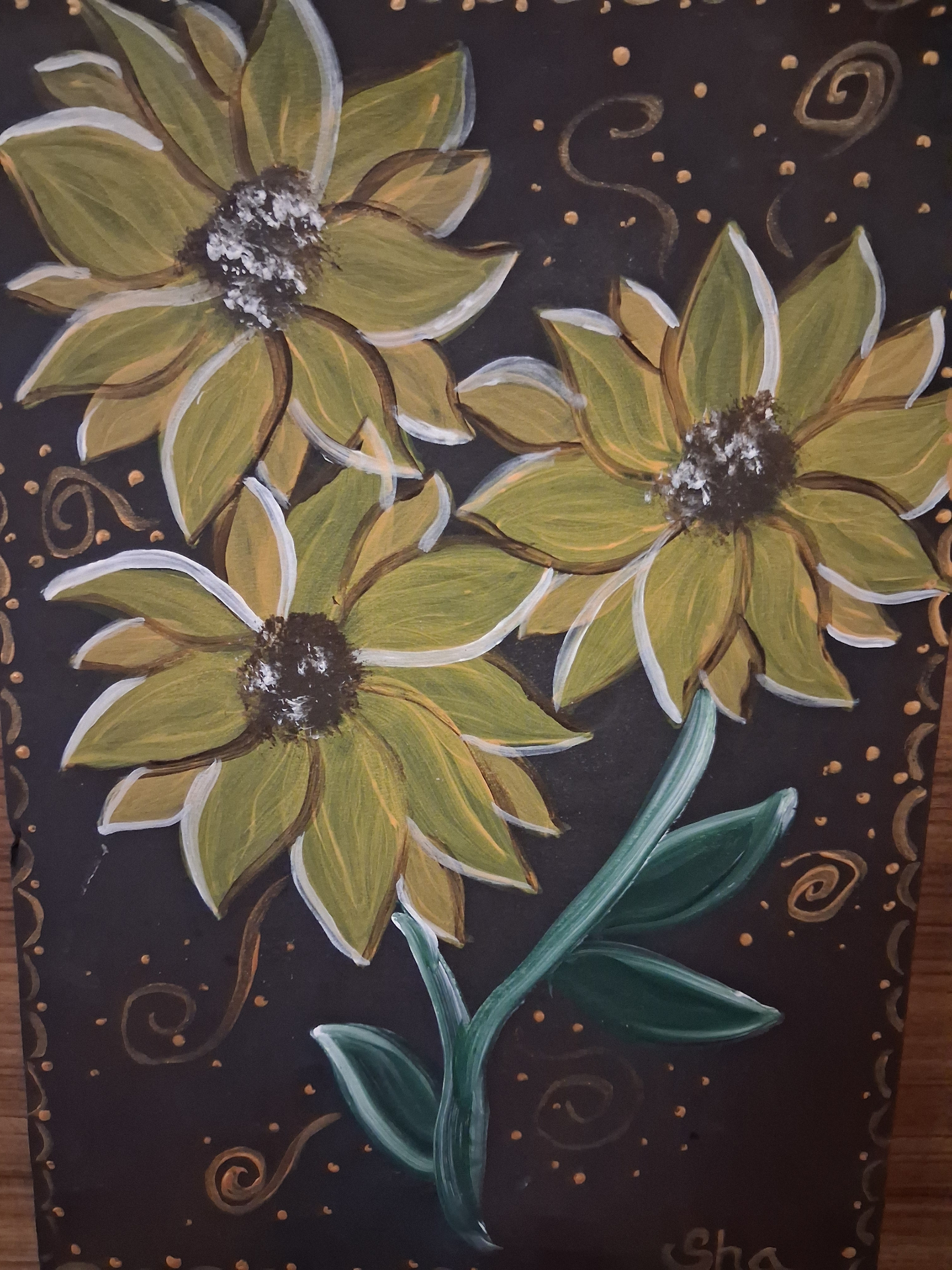 A painting of sunflowers.