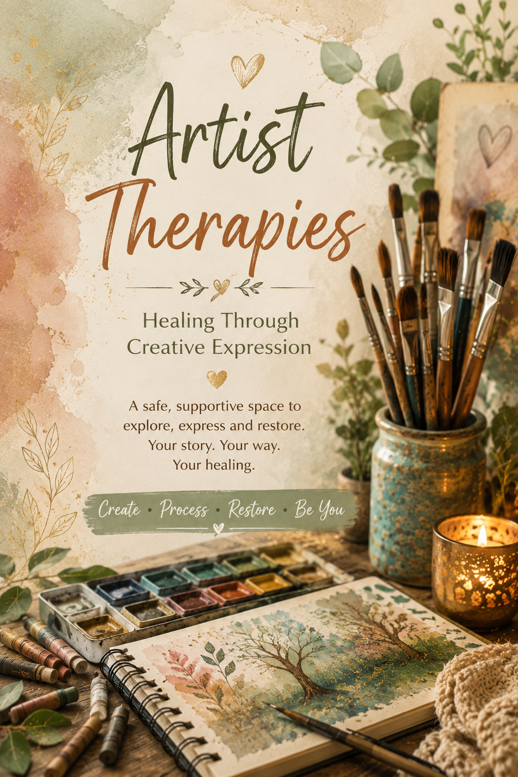 Creative and artistic therapy materials.